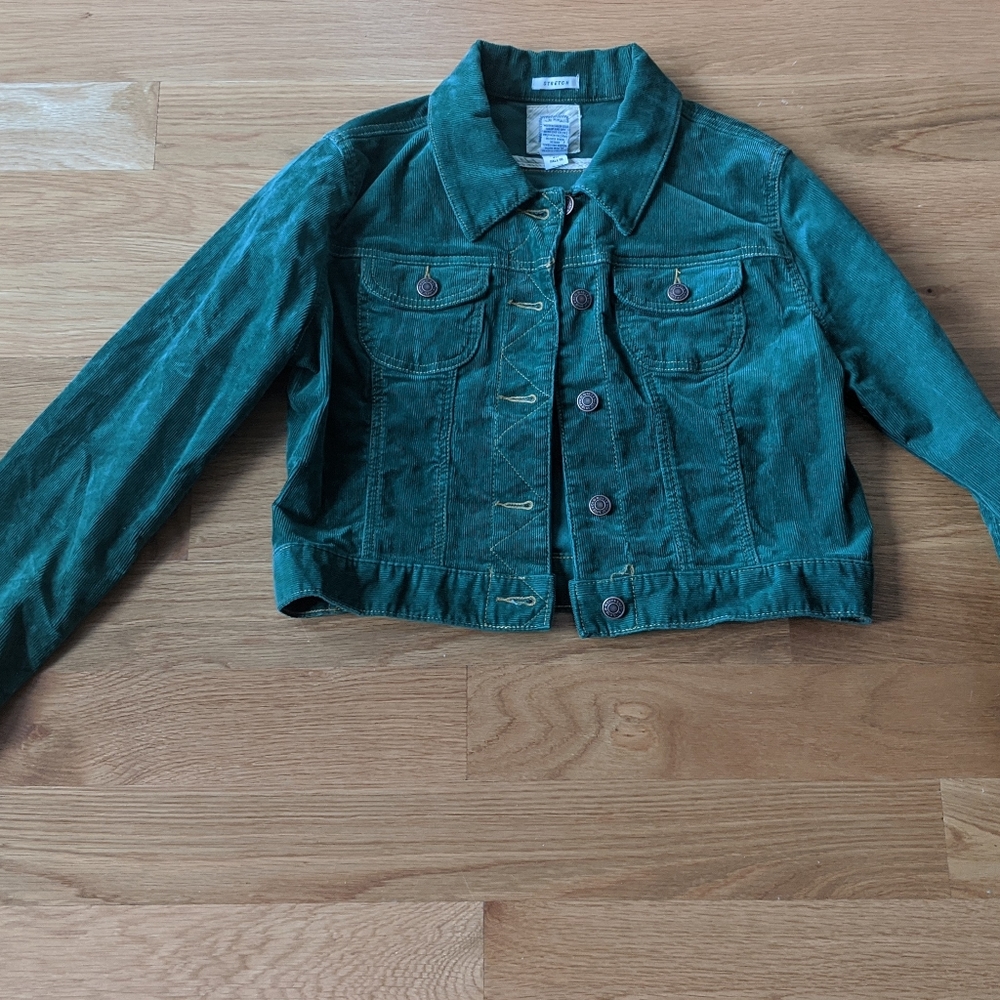 Deep Green cord Jacket Ladies sz M Old Navy Fall